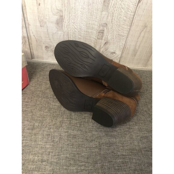 Womens American Rag Ashly Cognac Brown Leather Booties Size 6 1/2 - Picture 5 of 7